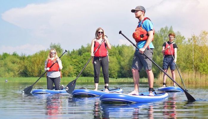 Paddle boarding in the Cotswold Water Park