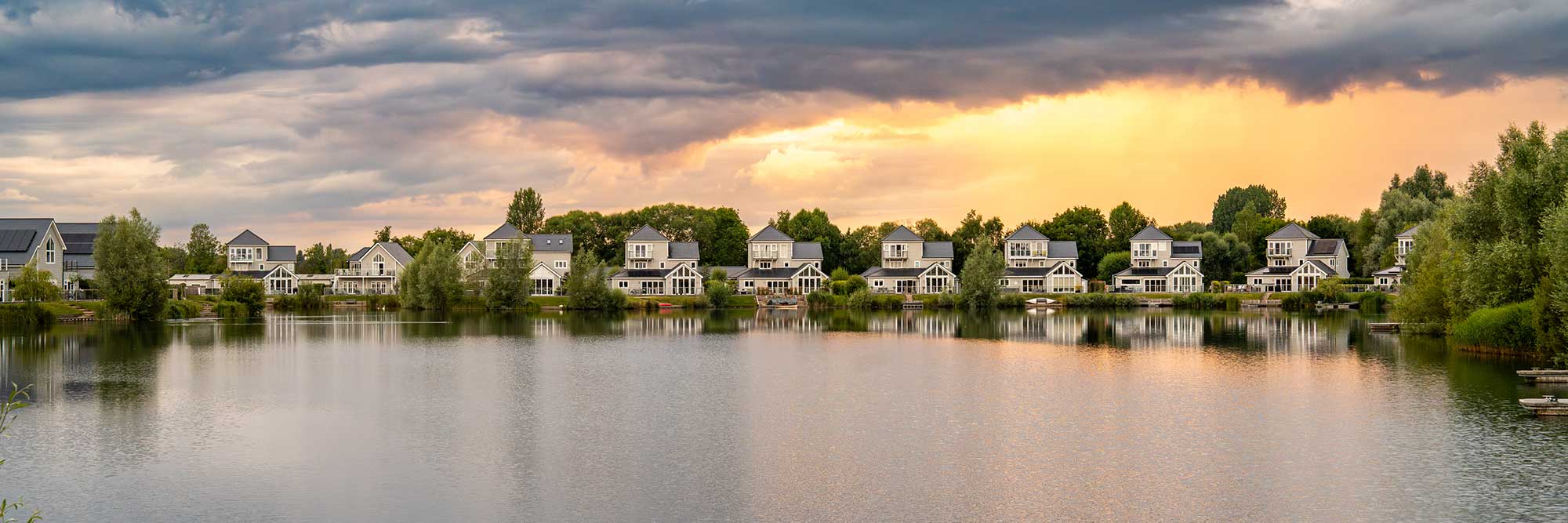 Lakeside properties at sunset on Summer Lake